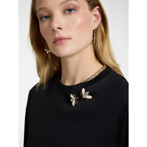 Elena Mirò - Camiseta con aplicaciones - Negro