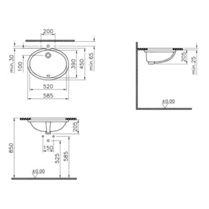 Vasque à encastrer par le dessous S20 52 cm