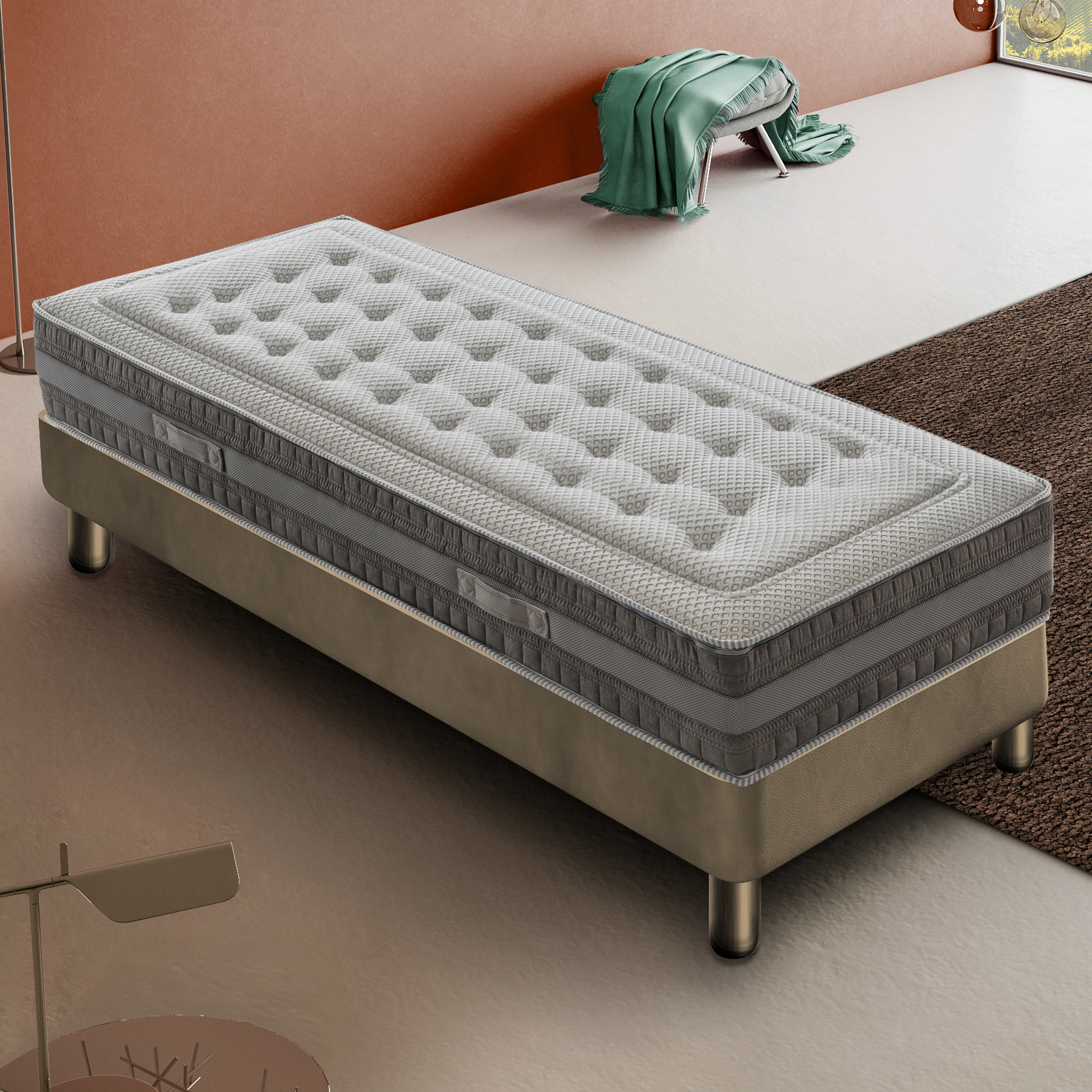 Materasso 80x190 in Memory Foam - 5 Strati - Altezza 26 cm - 7 Zone - Memory 7 cm - Rivestimento Sfoderabile