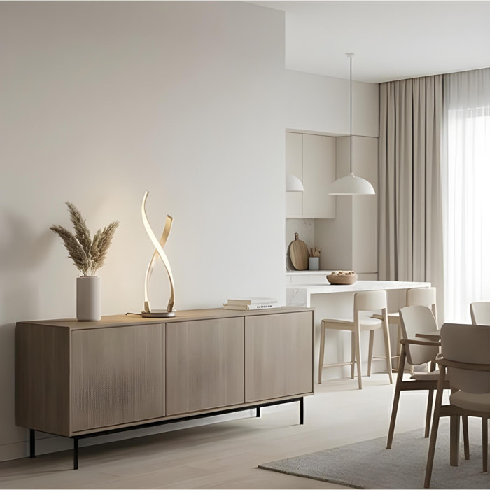 Forlight Sobremesa Cross LED 9W Blanco Neutro - 4000K Níquel Satinado para Interior de Mesa en Oficina, Sala de Estar, Dormitorio