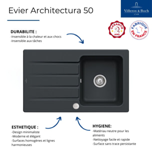Evier à encastrer 1 bac Architectura 50 Ebony