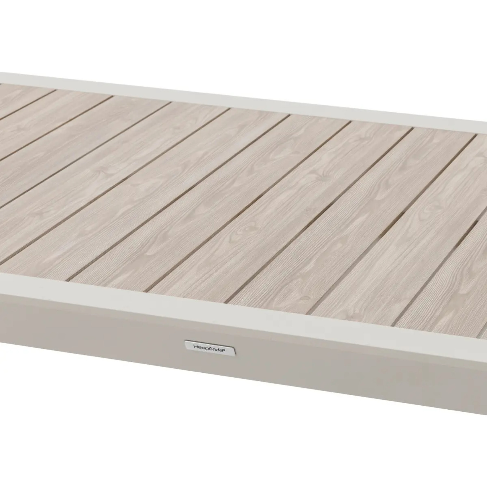 Table de jardin "Évasion" effet bois lin & argile 8 places lates en aluminium