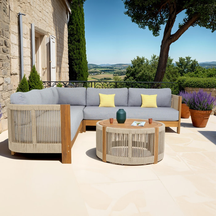 Salon de jardin d'angle 5 places en bois FSC - PRAIA