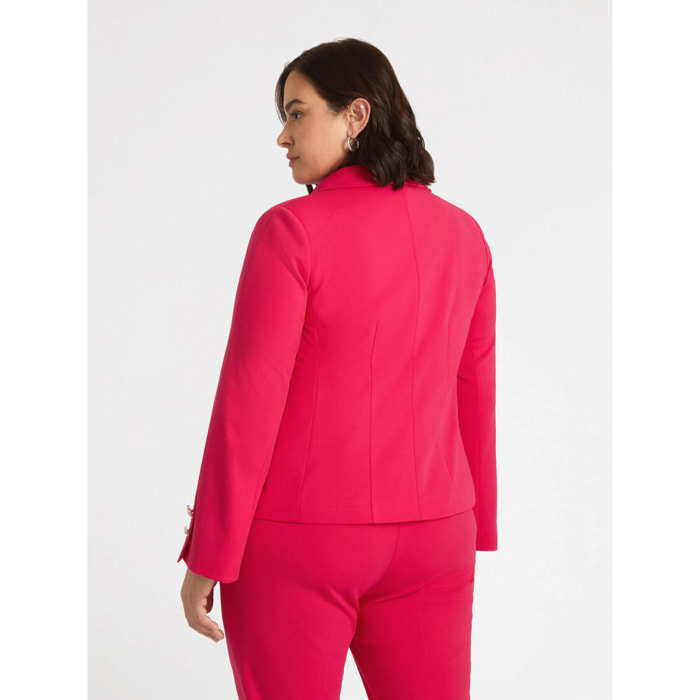 Fiorella Rubino - Giacca con colletto e bottoni gioiello - Rosso