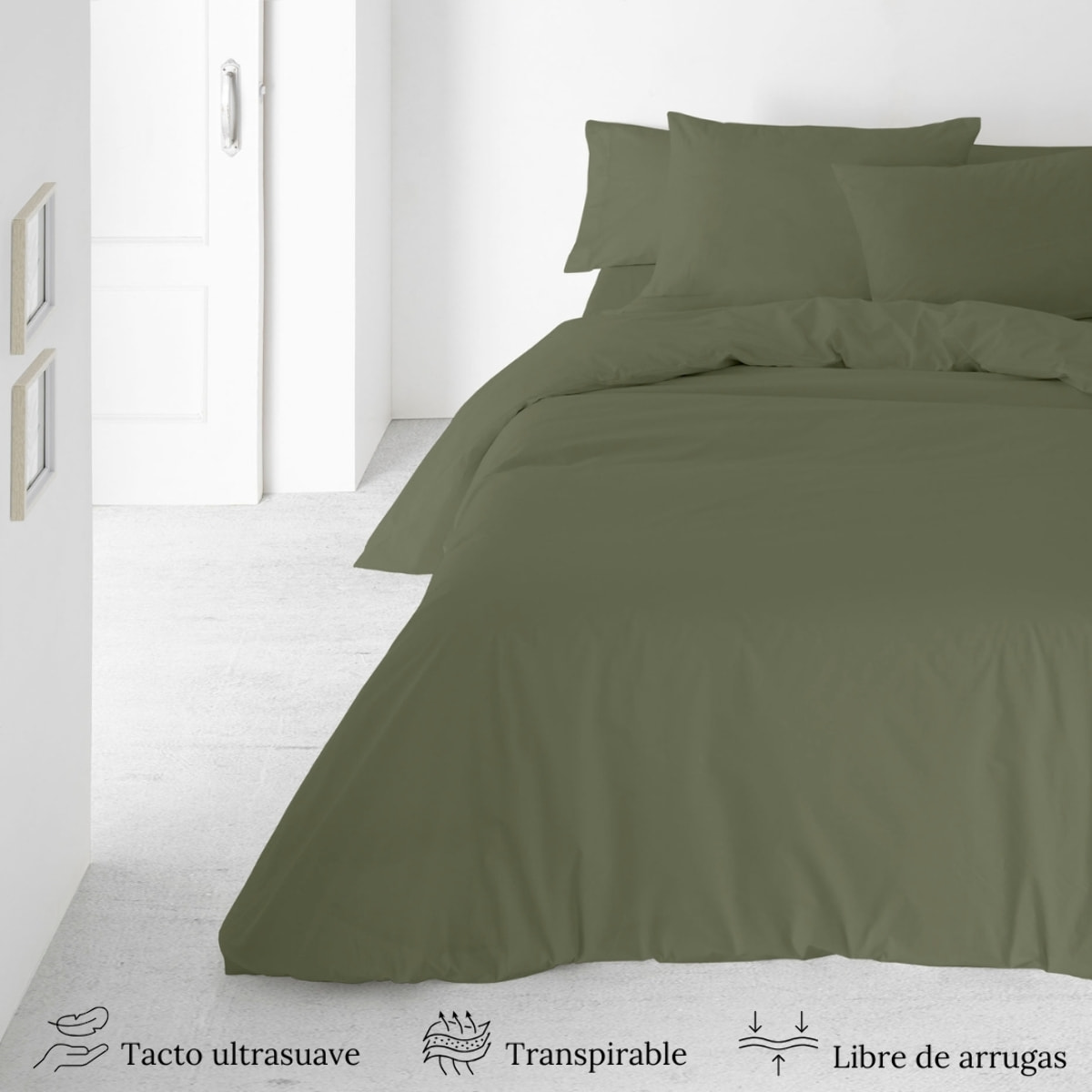 Icehome - Funda Nórdica Lisa - 100% Microfibra - Incluye 1/2 Fundas de Almohada - verde