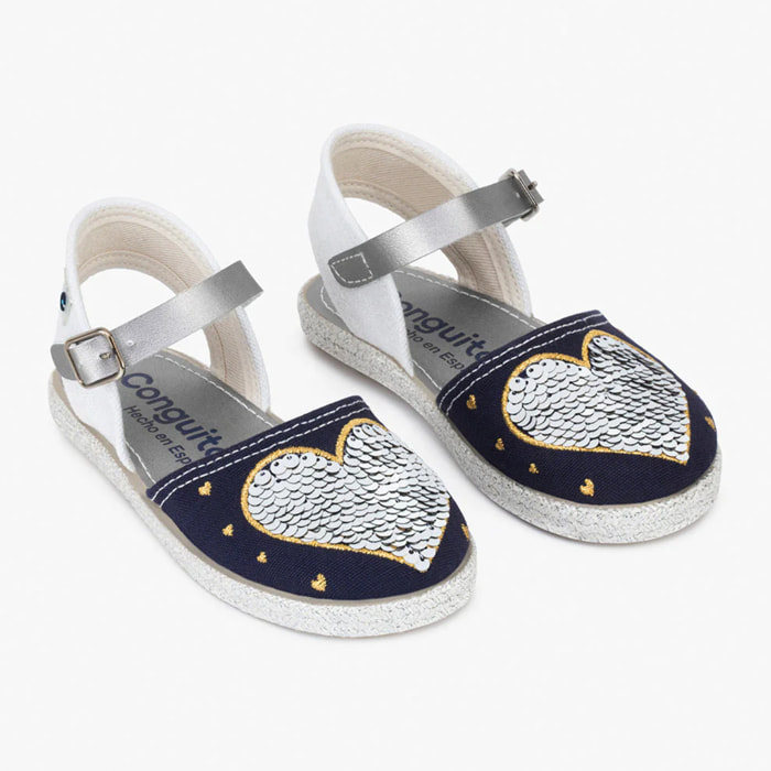 Conguitos - Sandali estivi in juta con zeppa per bambina comodi
