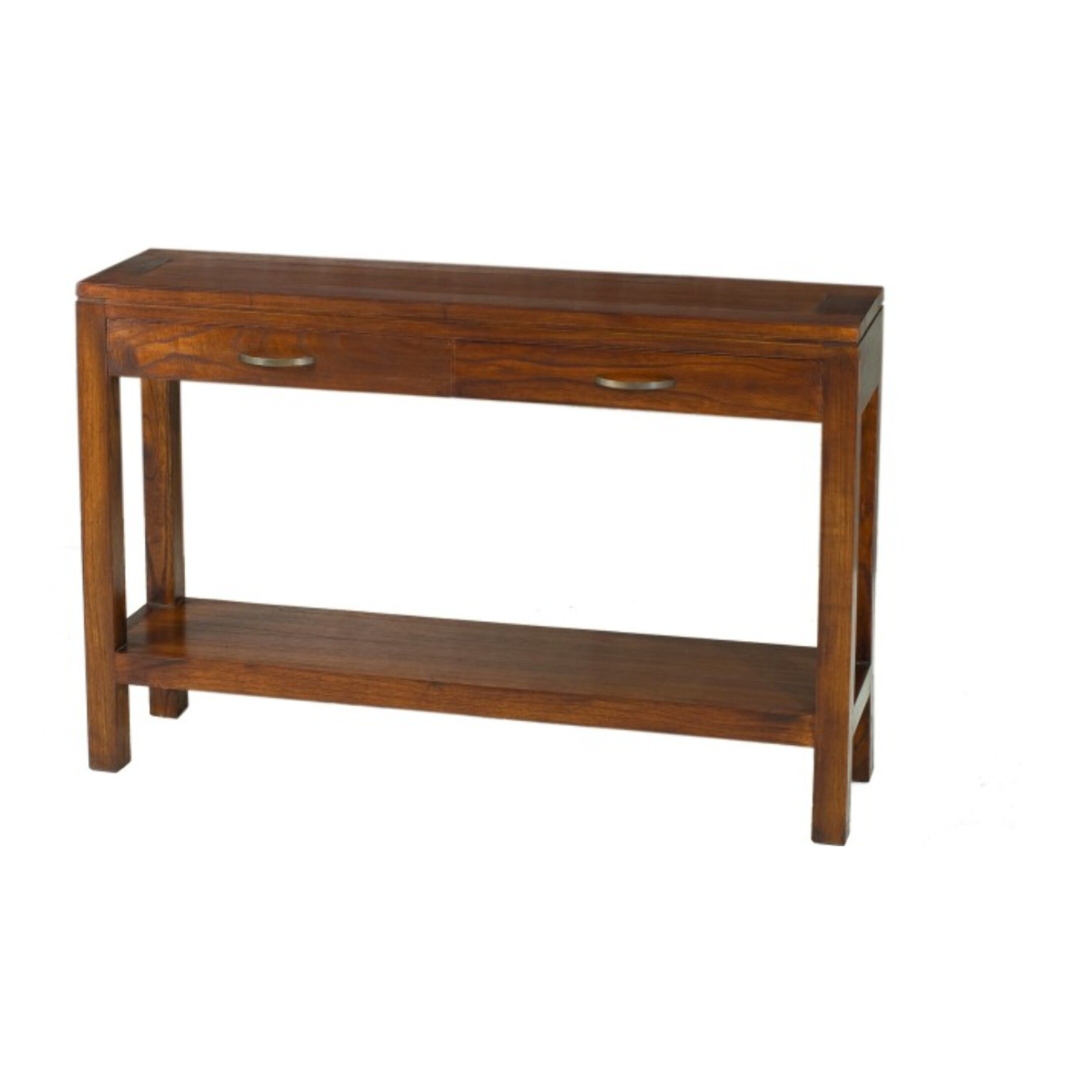 LAUREN - Console marron rectangulaire 2 tiroirs bois Mindi