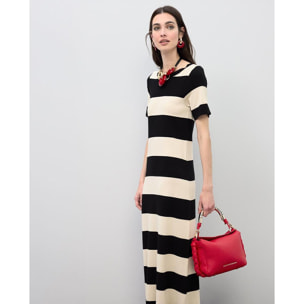 Abito in maglia a righe bicolore
