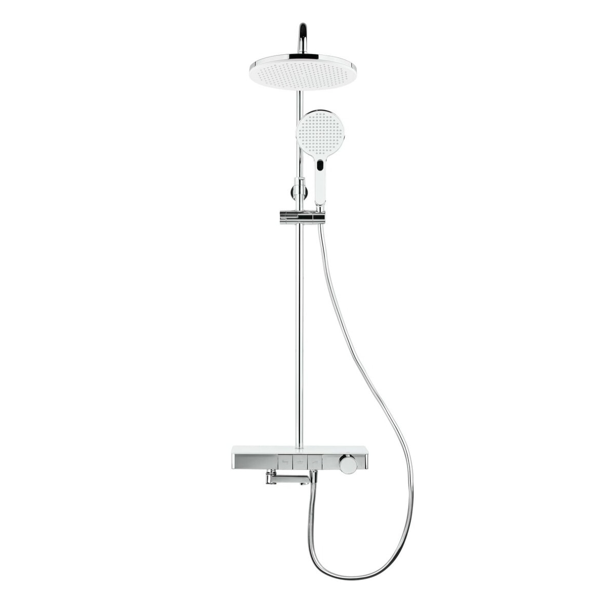 Colonne bain/douche avec douchette 3 jets, Mitigeur thermostatique, Barre réglable en hauteur Blanc/Chrome