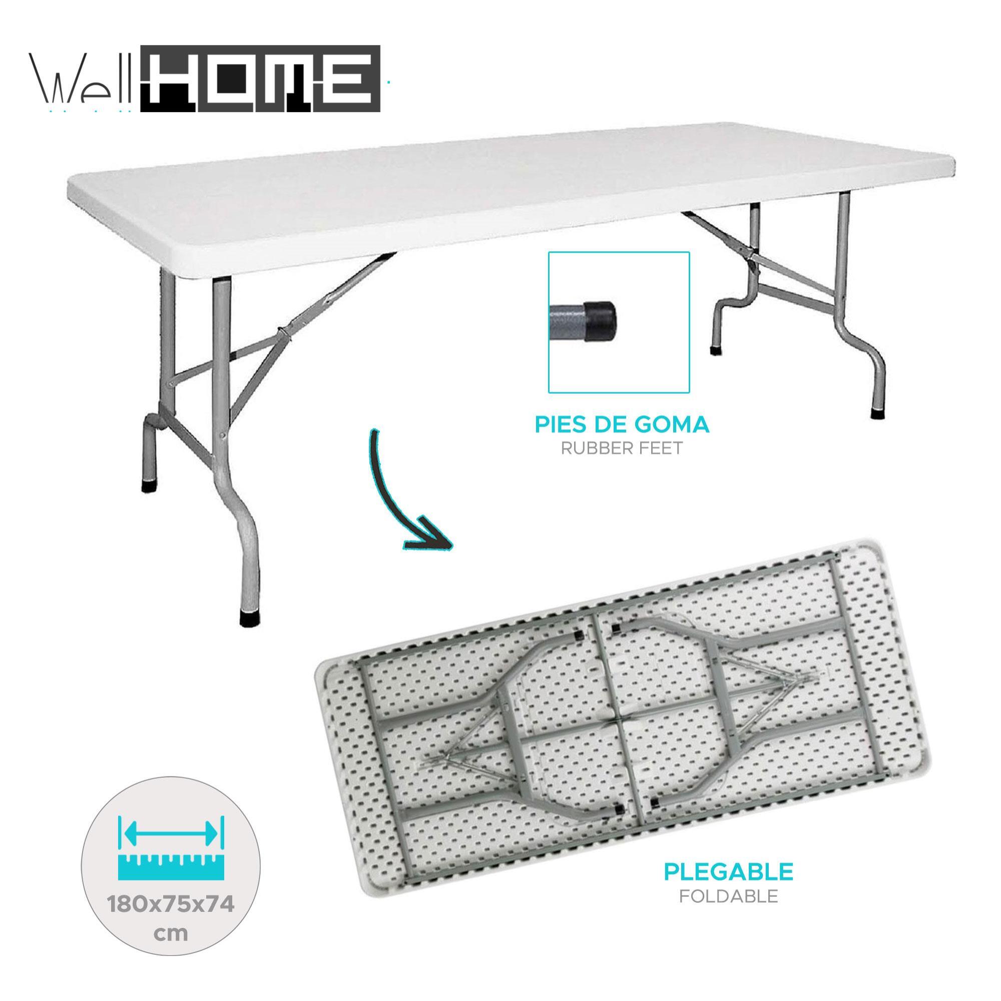 Well Home Mesa plegable en Polietileno de 200x90x74cm