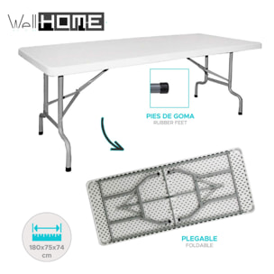 Well Home Mesa plegable en Polietileno de 200x90x74cm