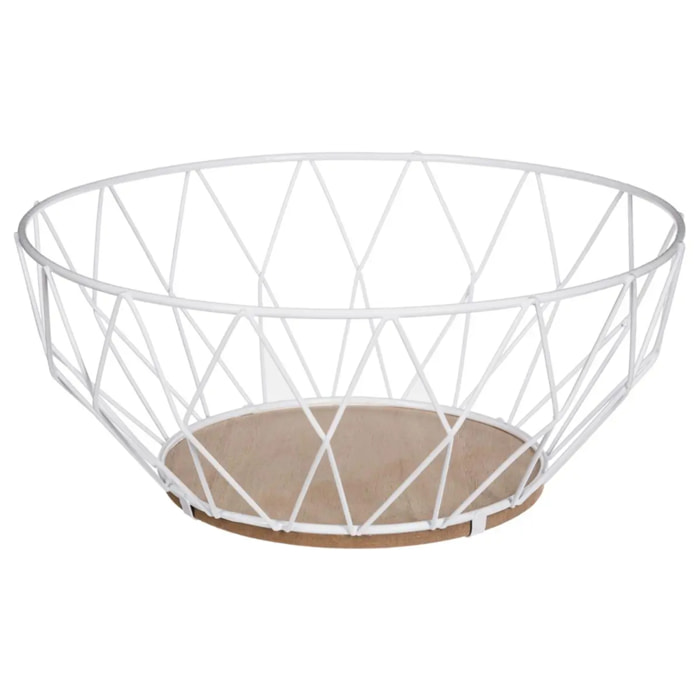 Corbeille en métal 28cm " losange" blanc