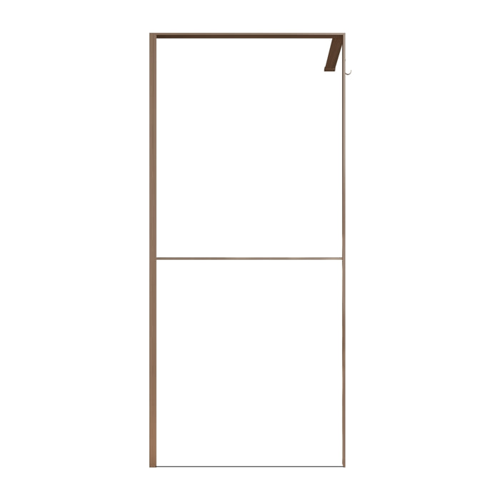 Paroi de douche 100x200cm - Cadre et étagère finition chêne clair - Verre 8mm anticalcaire - ETHAN
