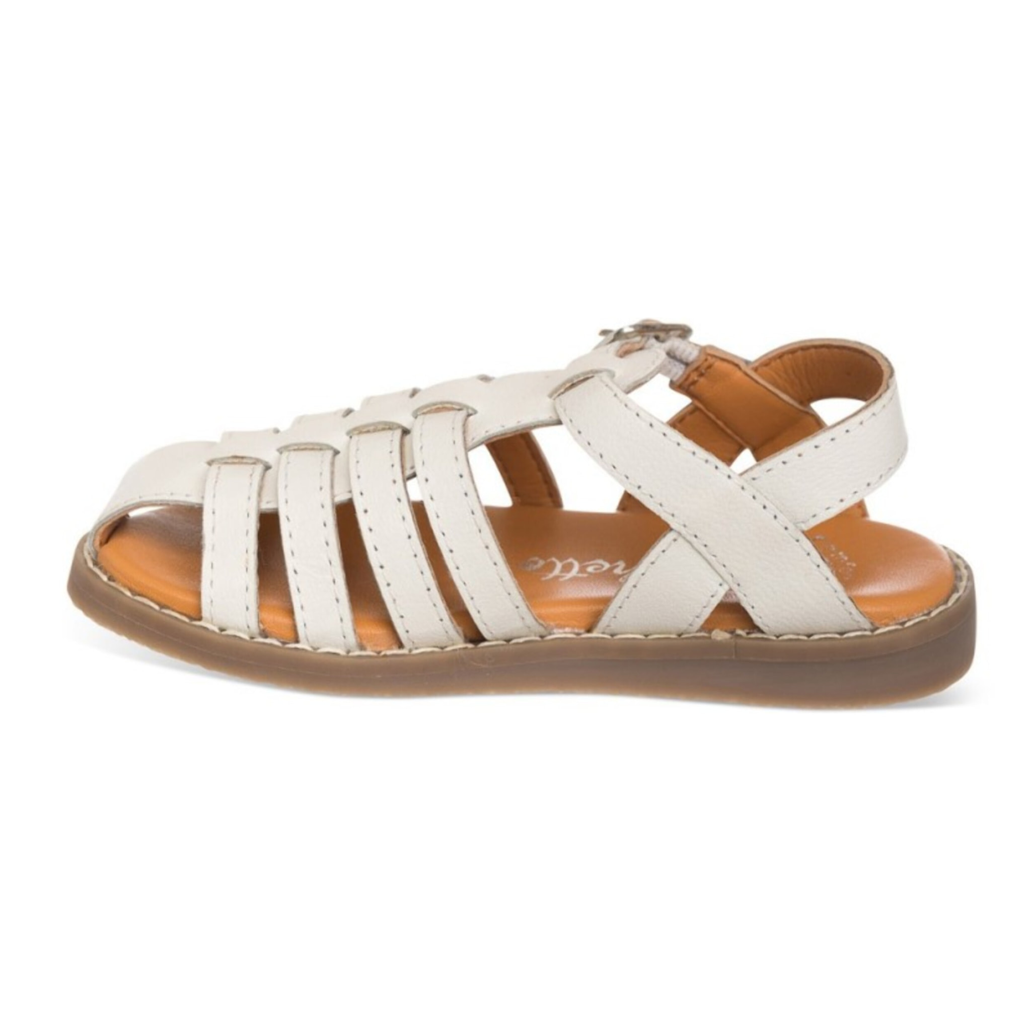 Sandalia cangrejera color blanca confeccionada en piel