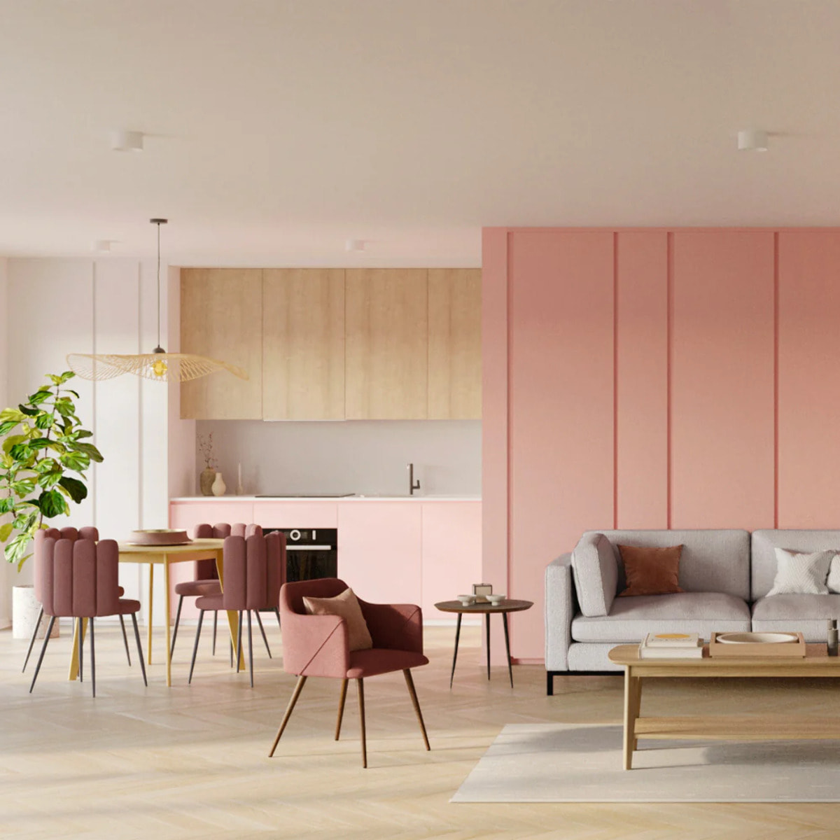 Suspension D100 cm en bambou avec fil noir - Jipi