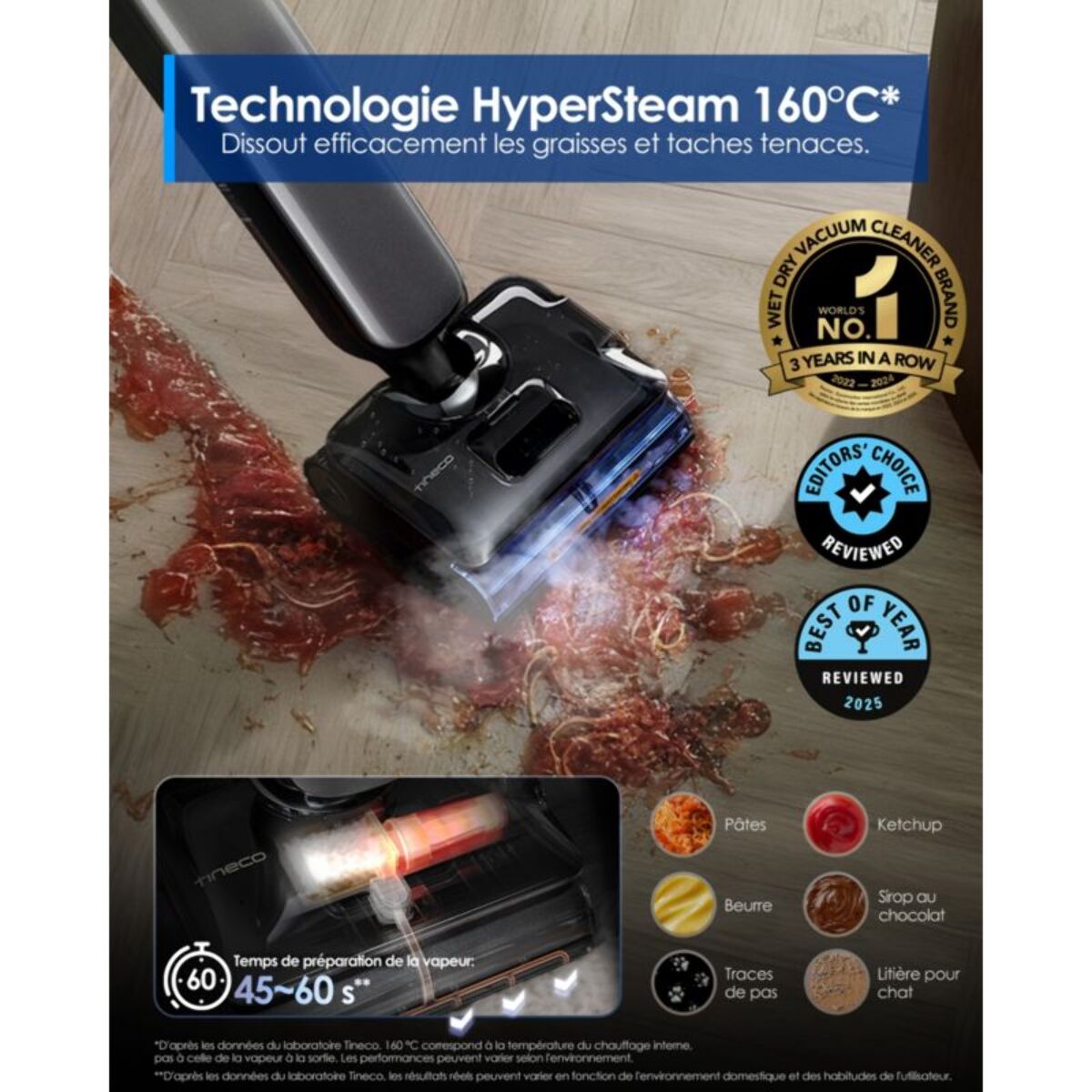 Aspirateur laveur TINECO Floor One S9 Artist Steam Pro avec fonction vapeur