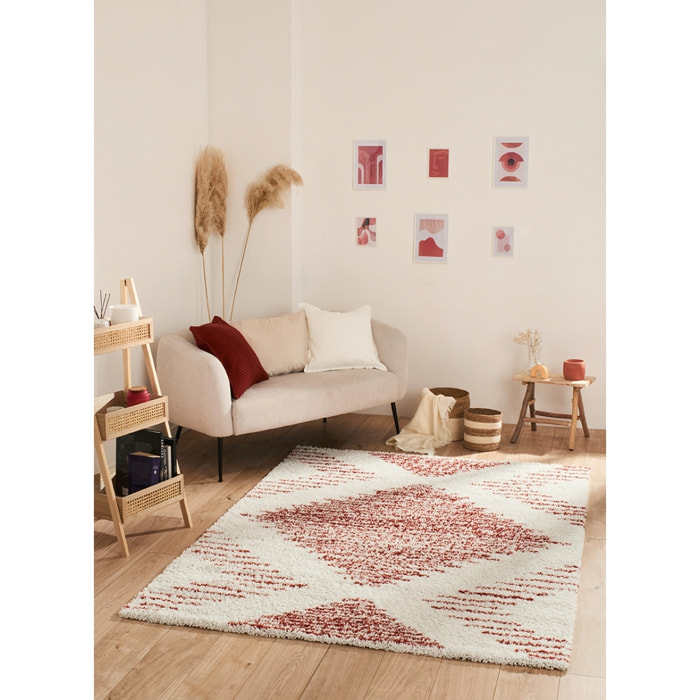 Terra - tapis shaggy de salon en laine artificielle terracotta