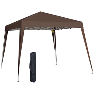 Carpa Plegable 3x3 m, Pop-up, Cenador Pabellón de Jardín, Altura Ajustable con Bolsa de Transporte, Anti-UV, Impermeable, Gazebo para Camping, Fiestas, Exterior, Café