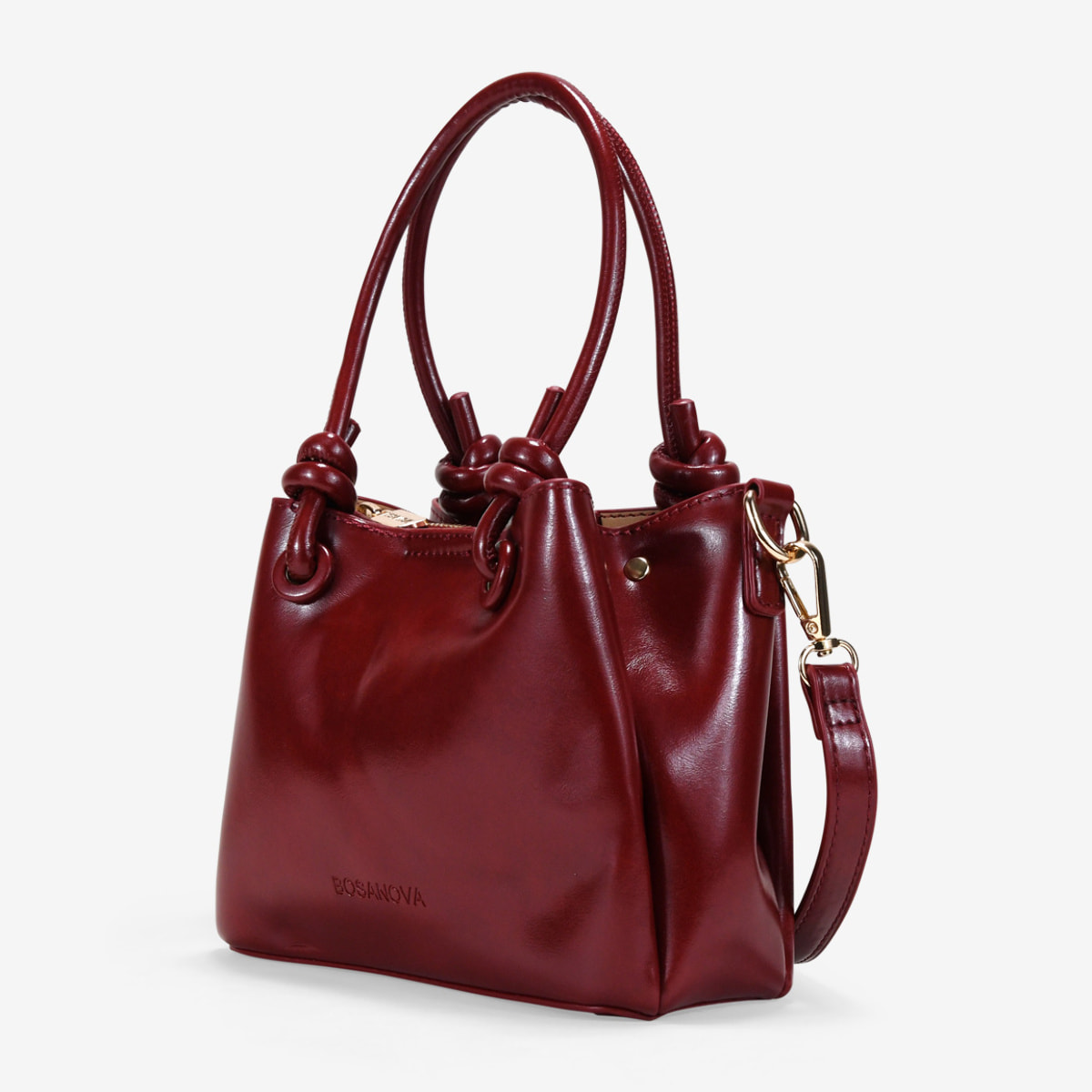 Bolso de mano rojo acharolado