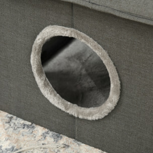 Casa para Gatos Cama para Gatos Cueva para Gatos con 2 Puertas y Cojín Lavable 39x43,5x40,5 cm Gris