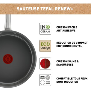 Sauteuse TEFAL Manche fixe Renew+ 24cm avec couvercle