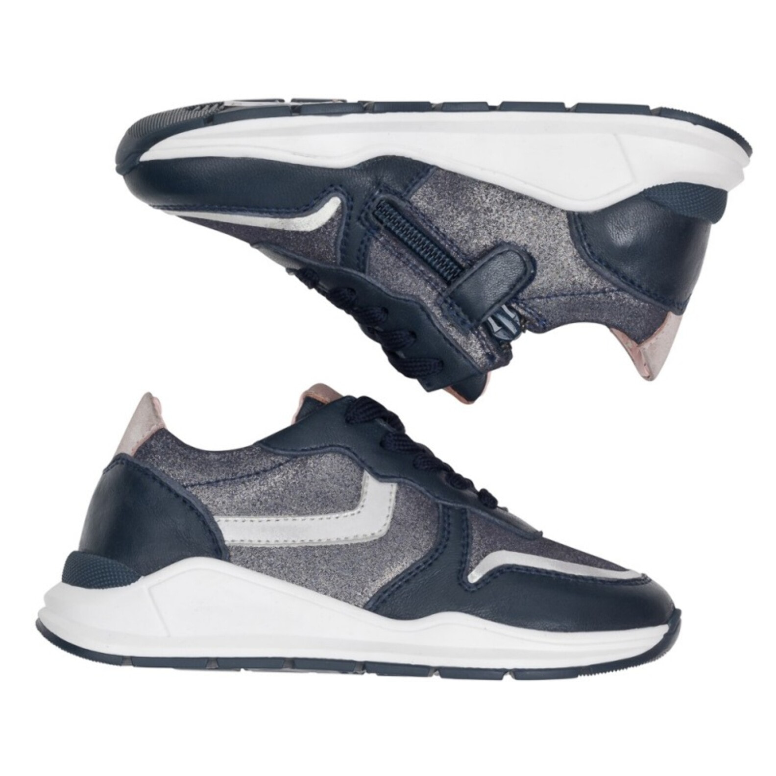 Sneaker de piel con cremallera lateral