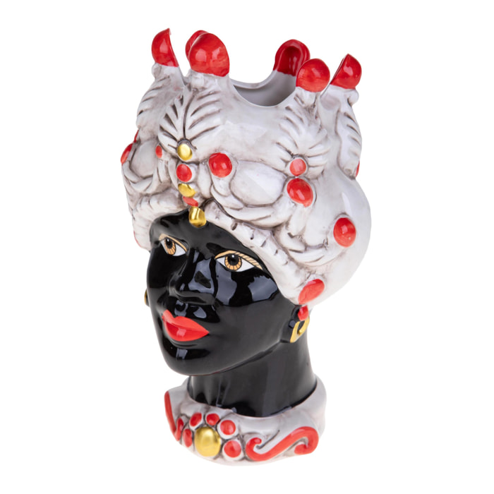 Testa Moro Donna - Pezzi 1 - Colore: Rosso/Nero - 19xH29x19cm - Bianchi Dino -