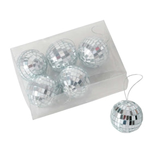 Set 6 bolas navidad loren plata