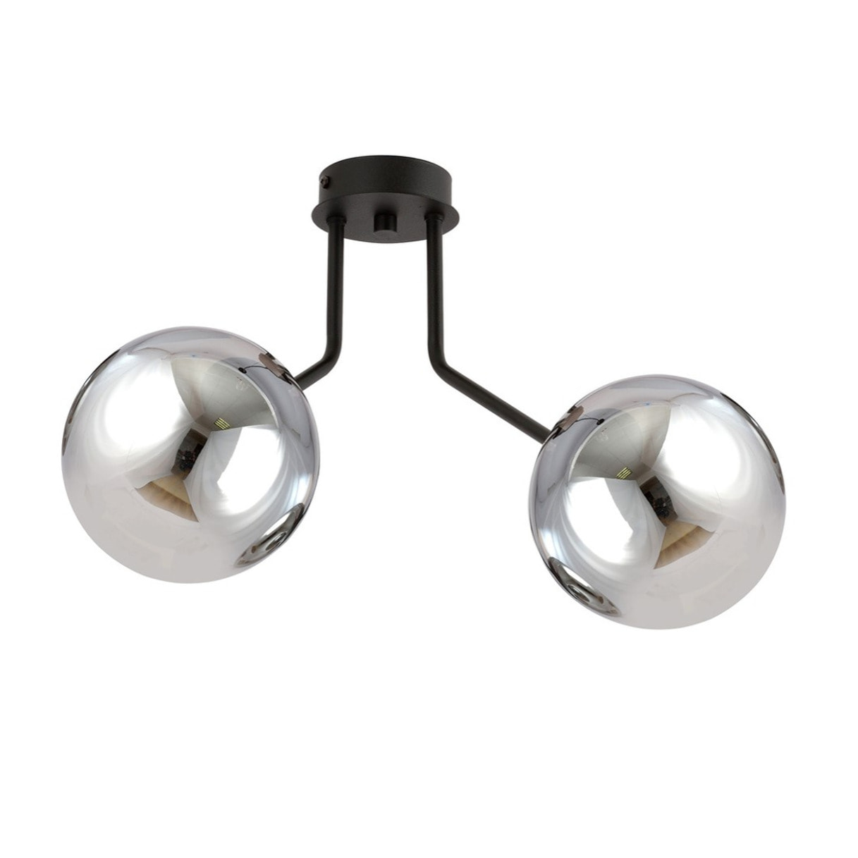 Lampada a sospensione NOVA con sfere in vetro grafite e metallo nero
