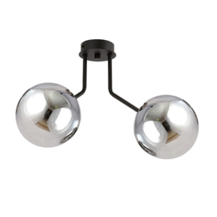 Lampada a sospensione NOVA con sfere in vetro grafite e metallo nero