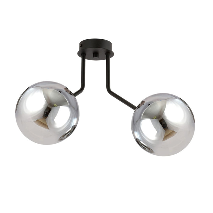 Lampada a sospensione NOVA con sfere in vetro grafite e metallo nero