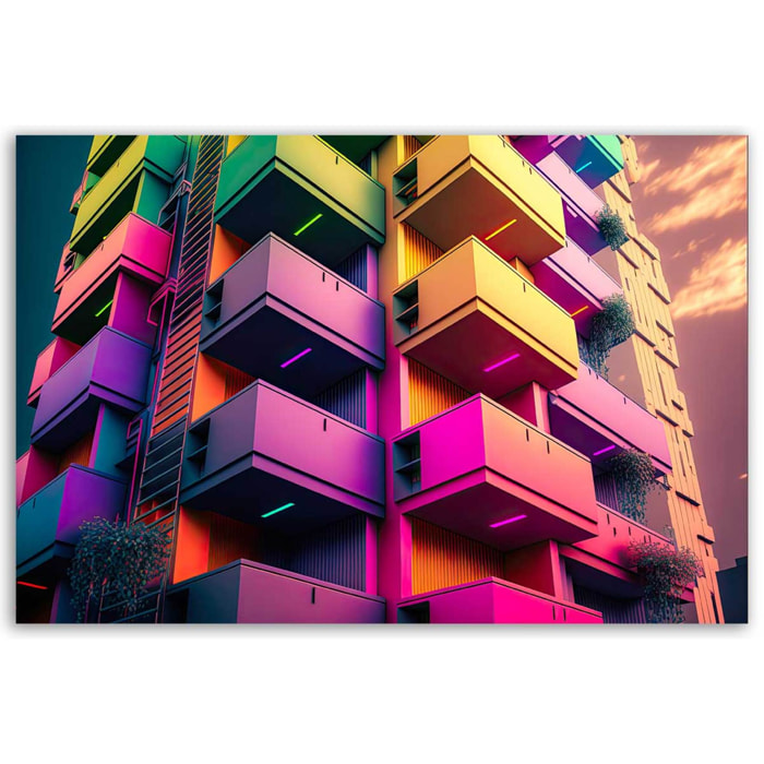 Tableau architecture urbaine colorée Toile imprimée