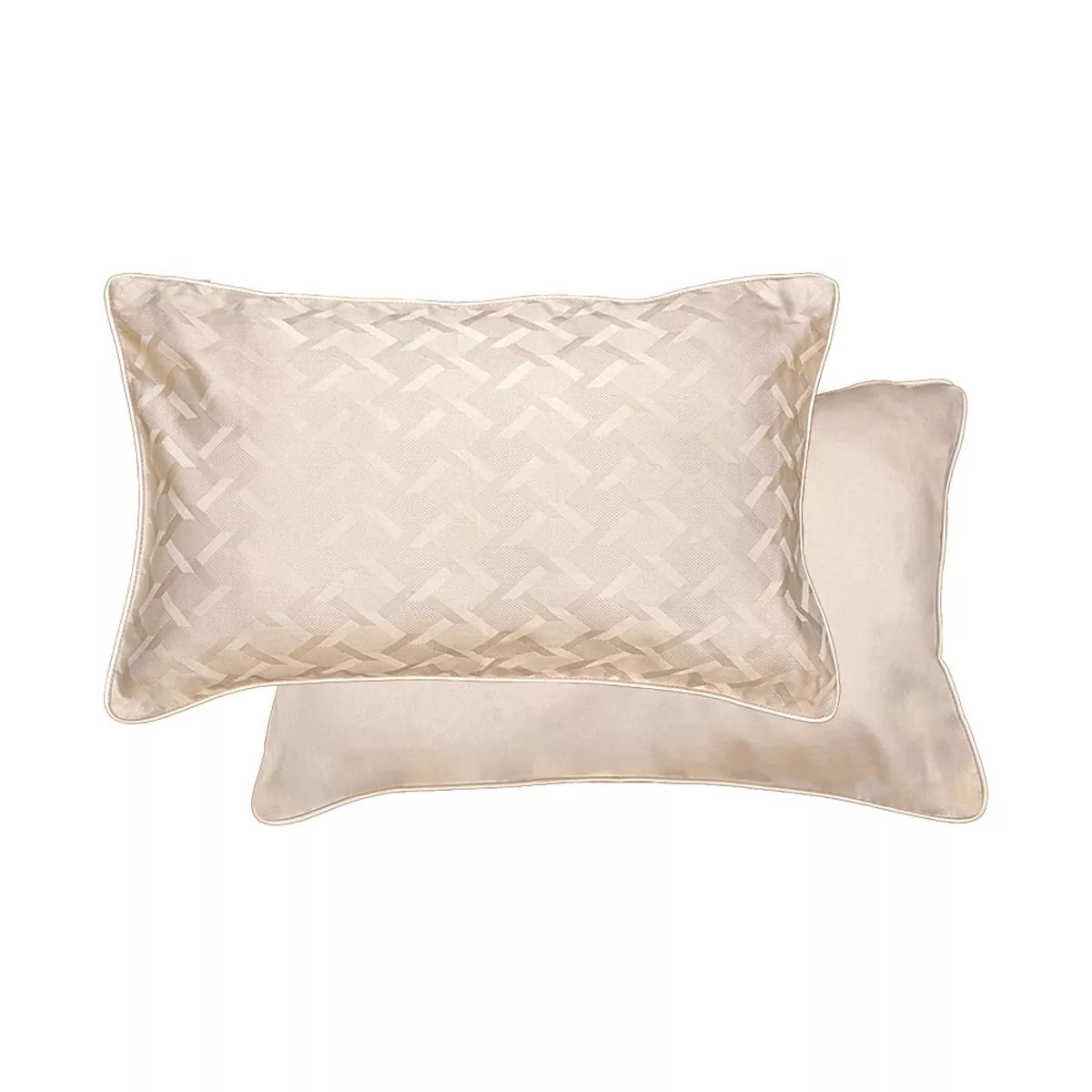 Taie d'oreiller satin de coton motif jacquard beige Adagio lin