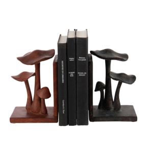 J-Line serre-livre Champignon - polyrésine - rouille/noir - set de 2