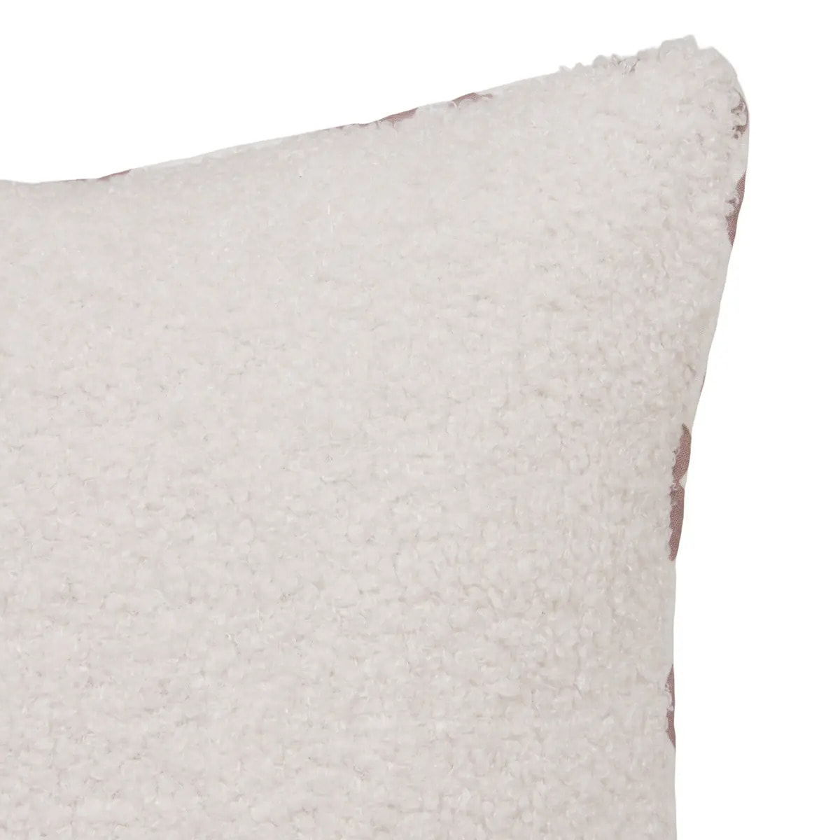 Coussin reversible bouclette/léopard Jaiko 40x40cm blanc et rose