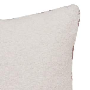 Coussin reversible bouclette/léopard Jaiko 40x40cm blanc et rose