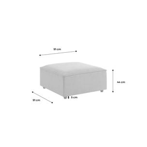 Pouf carré en tissu déperlant  gris clair - SENSE L 91 x l 91 x H44cm