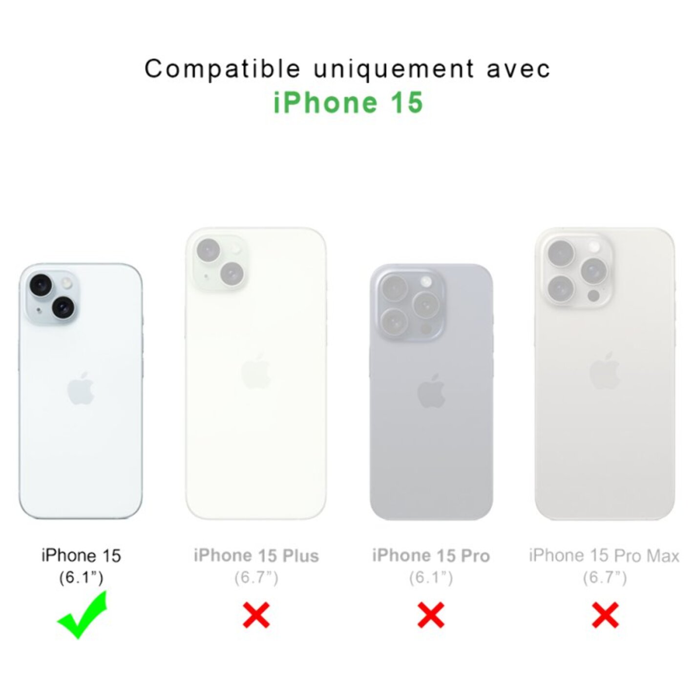 Coque iPhone 15 Antichoc Silicone bords renforcés + 2 Vitres en verre trempé Protection écran