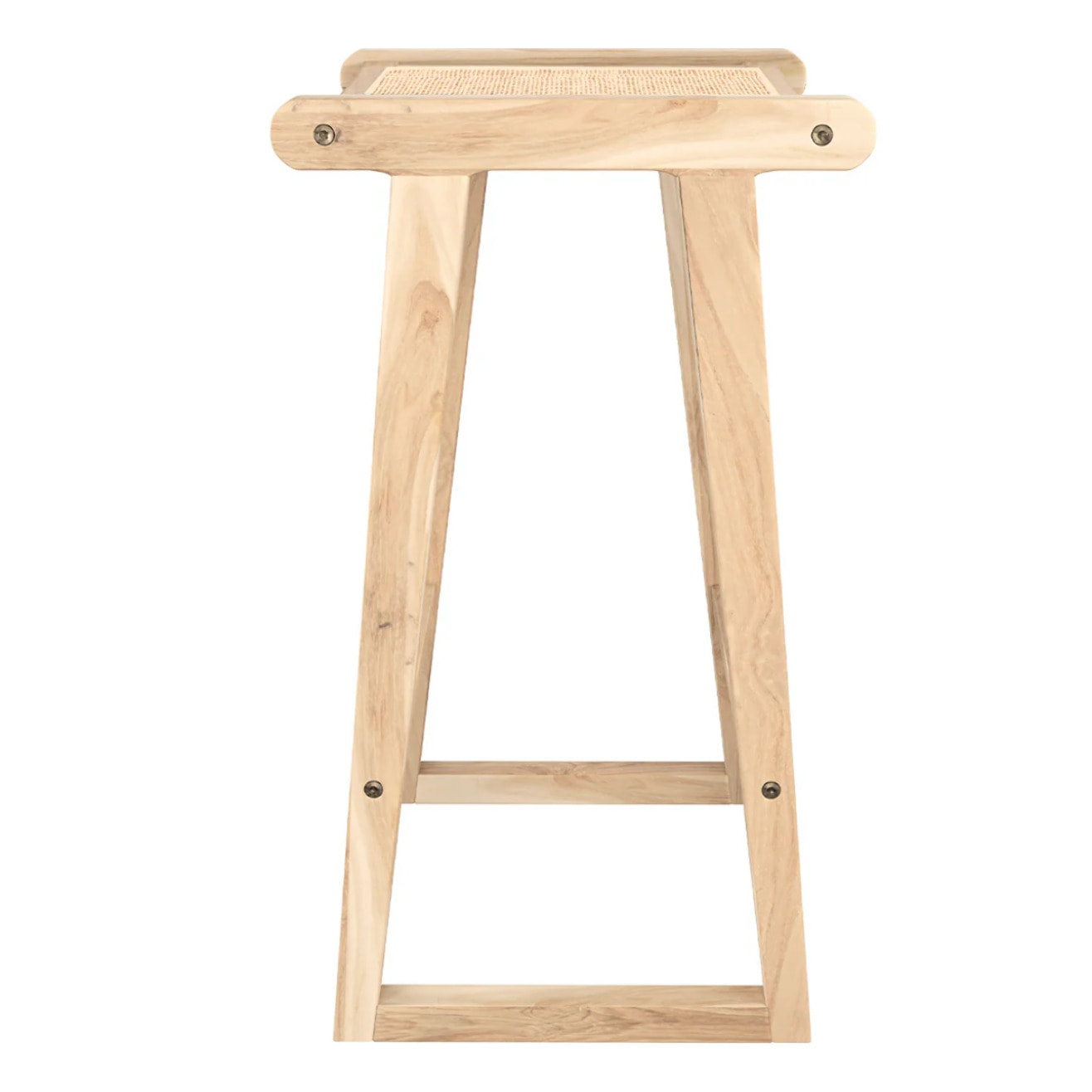 Tabouret pour îlot central 66 cm en teck et rotin naturel - Haida