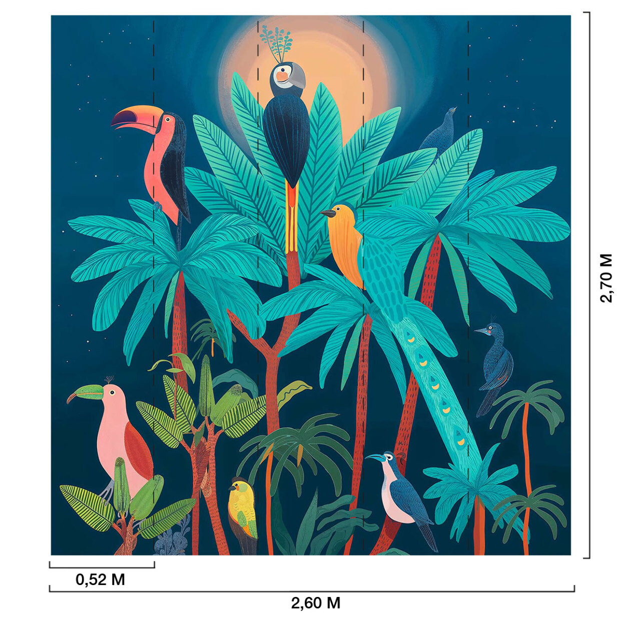 Papier peint  Oiseaux Tropicaux au Sommet Intissé