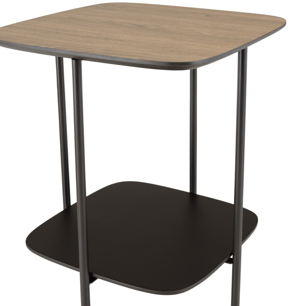 JULIA - Table d'appoint 2 plateaux bi-matière mocha/noir pieds métal