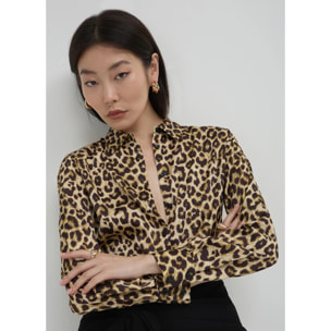 Camicia animalier in raso