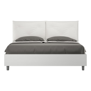 Cama con somier 160x200 con cojines cuero sintético blanco Egos Appia