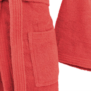 Bassetti Morbido Accappatoio 360 gr con Cappuccio 100% Cotone Uomo Donna Spugna Taglie Forti - ITALY Designed - Collezione VIVIAN - ROSSO RB