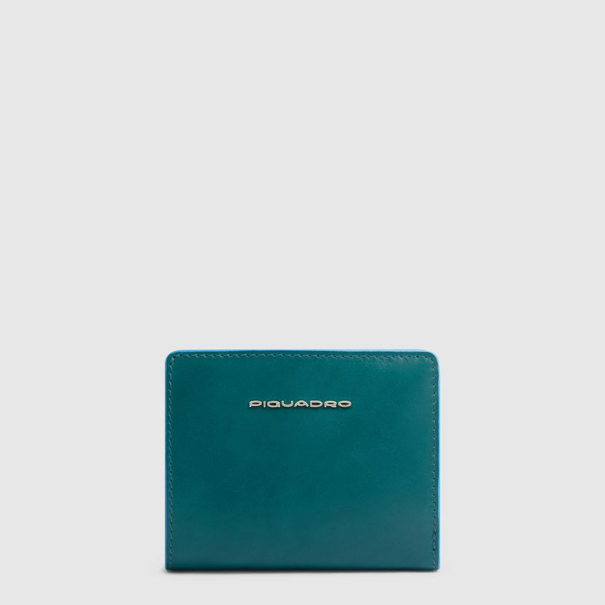 Piquadro Portafogli da piccolo in pelle con porta monete, portacarte di credito e protezione RFID