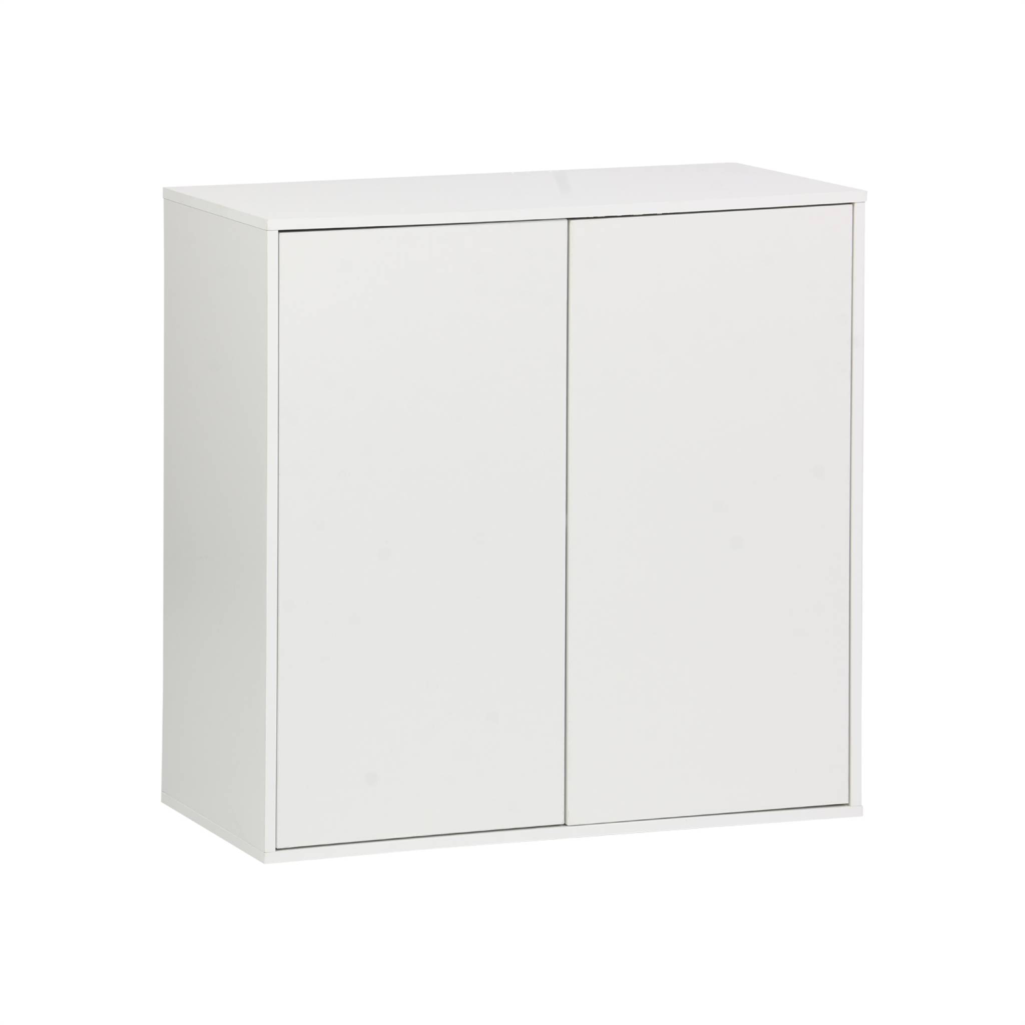 Buffet. module de rangement blanc décor bois 2 portes L 70 x P 35 x H 70 cm - Kompo