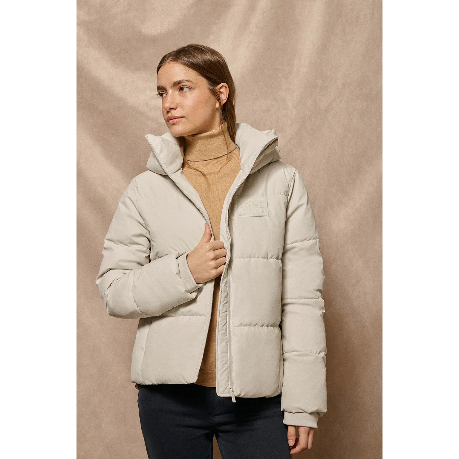 Chaqueta acolchada gris Glacier de capucha fija y detalles Polo Club