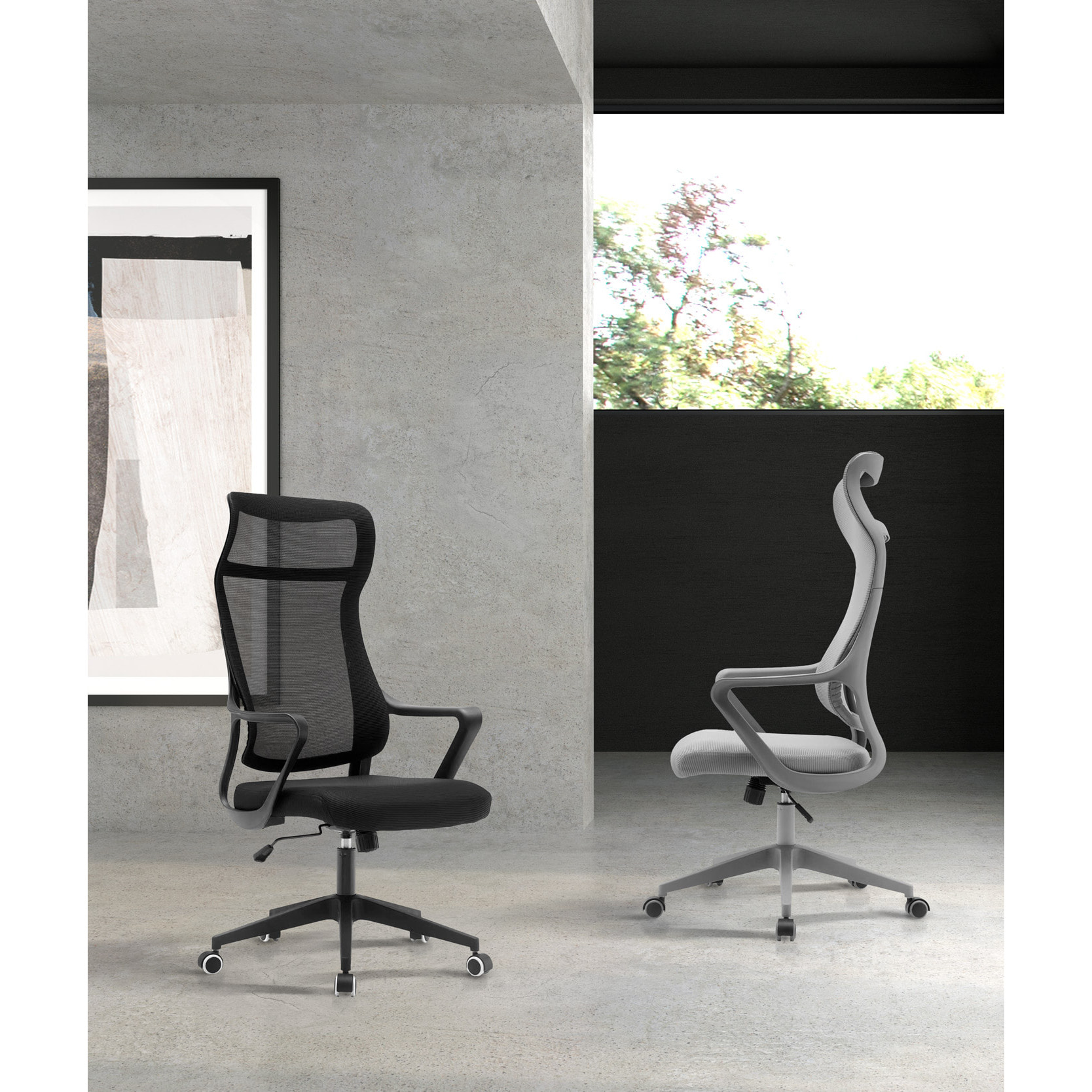 Silla de estudio Remi tela gris 127x67x69 cm