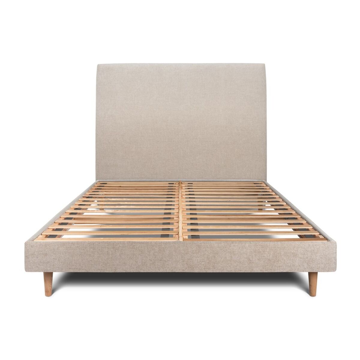 Lit avec tête de lit tapissée tissu et sommier kit Ep14