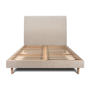 Lit avec tête de lit tapissée tissu et sommier kit Ep14